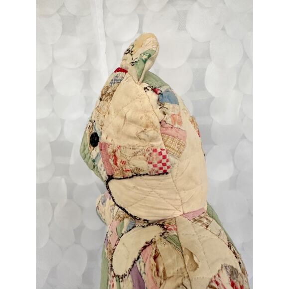 Vintage Teddybear PATCHWORK Calico Feedsack Hand Made Cotton Shabby Chic Country - Picture 11 of 11